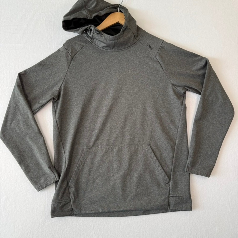 UNRL Crossover Hoodie Mens Medium Charcoal Gray Heather Scuba Neck Performance